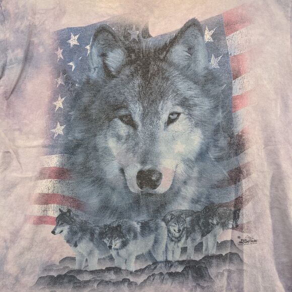 The Mountain Men's Wolves American Flag T-Shirt Multi Tie Dye XL 100% Cotton - Picture 4 of 14